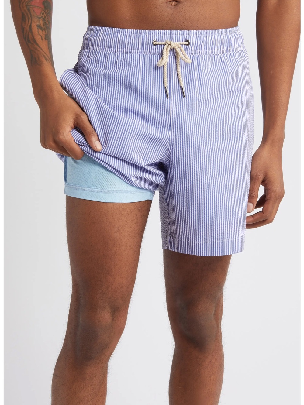 Fair Harbor Bayberry Seersucker Blue, Chafe-Free Swim Trunks, M (NWT)